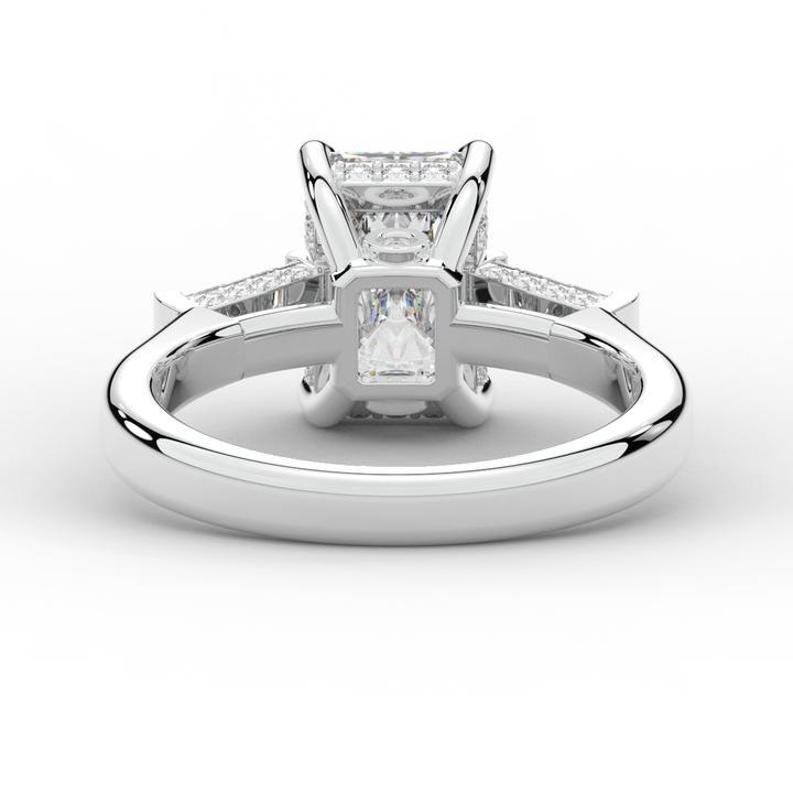 3.45CT.TW RADIANT LAB DIAMOND 3 STONE ENGAGEMENT RING