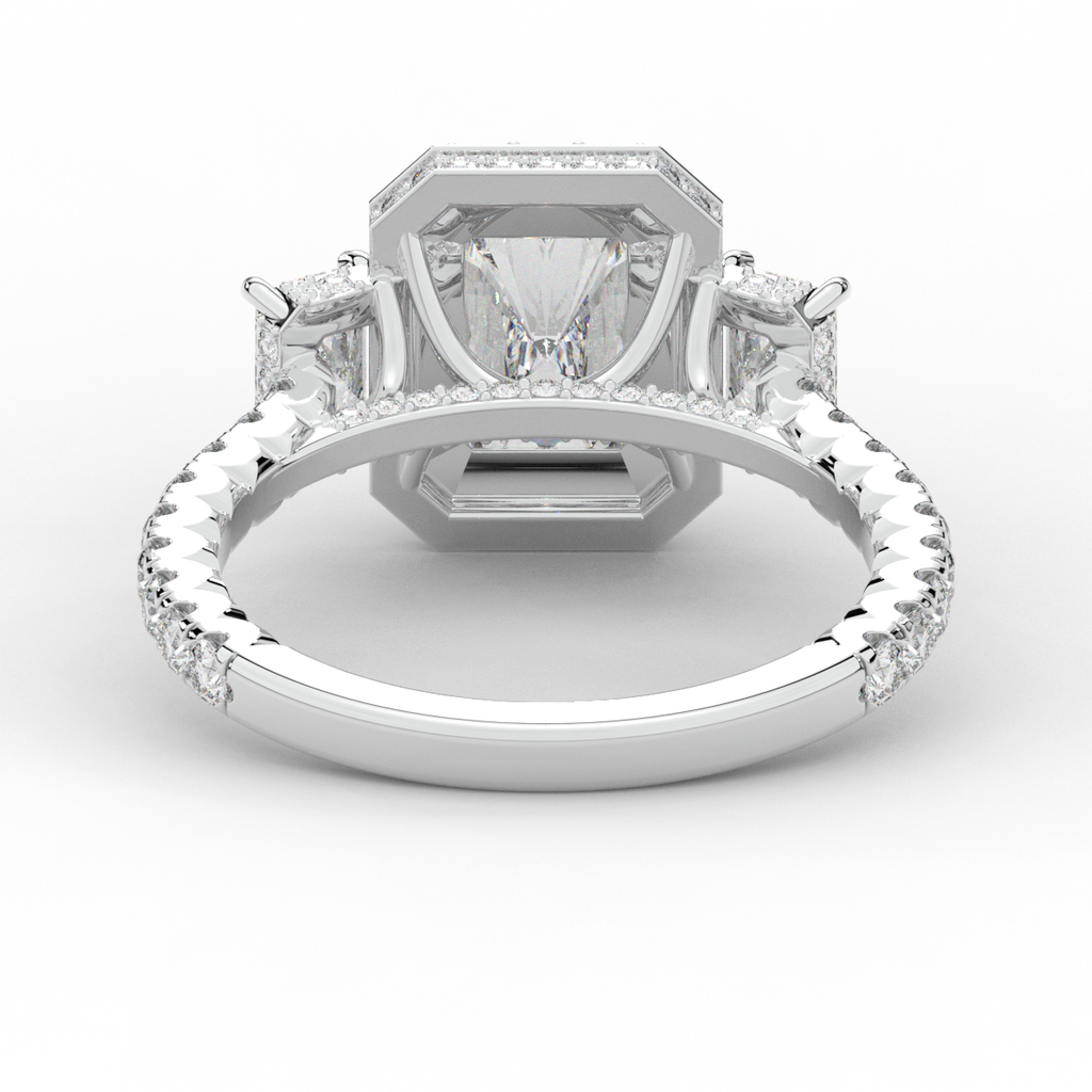 3.20CT.TW RADIANT LAB DIAMOND 3 STONE ENGAGEMENT RING