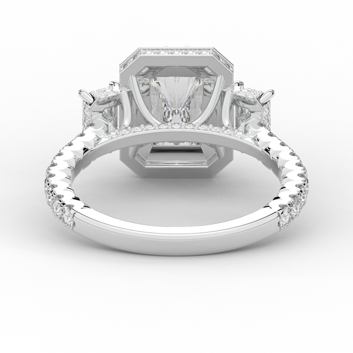 3.20CT.TW RADIANT LAB DIAMOND 3 STONE ENGAGEMENT RING