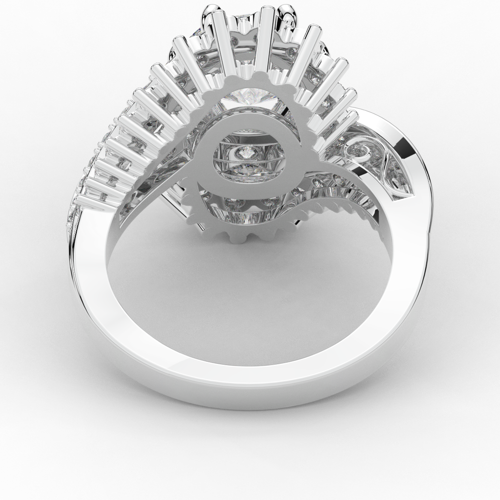 3.35CT.TW ROUND LAB DIAMOND BYPASS HALO ENGAGEMENT RING