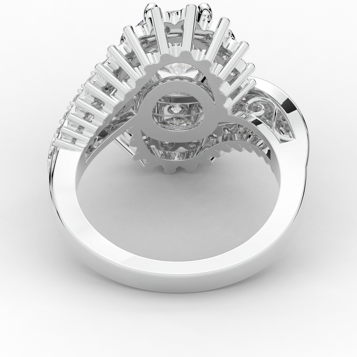 3.35CT.TW ROUND LAB DIAMOND BYPASS HALO ENGAGEMENT RING