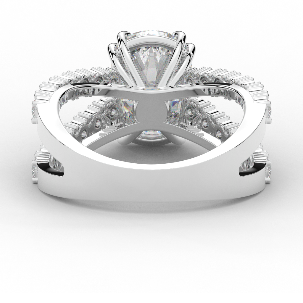 3.75CT.TW CUSHION LAB DIAMOND SPLIT BAND ENGAGEMENT RING