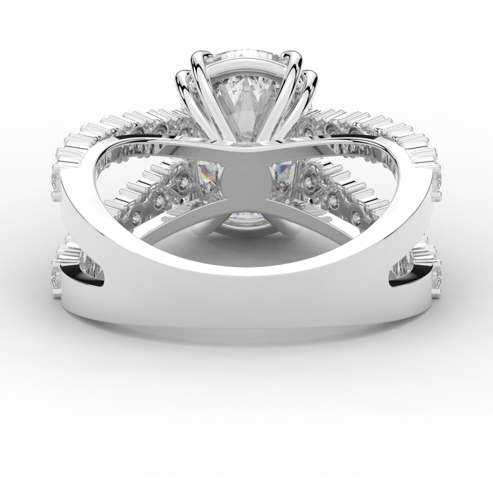 3.75CT.TW CUSHION LAB DIAMOND SPLIT BAND ENGAGEMENT RING