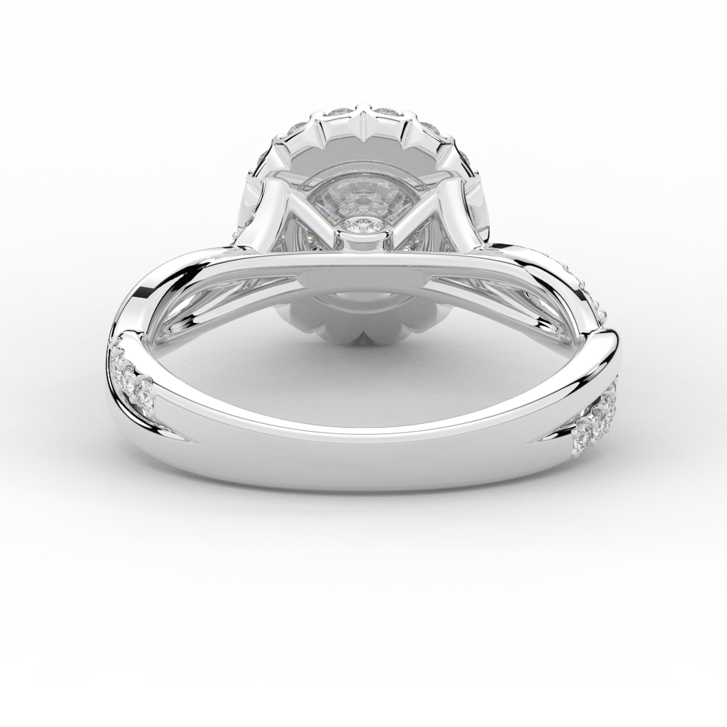 1.35CT.TW ROUND LAB DIAMOND HALO TWIST BAND ENGAGEMENT RING