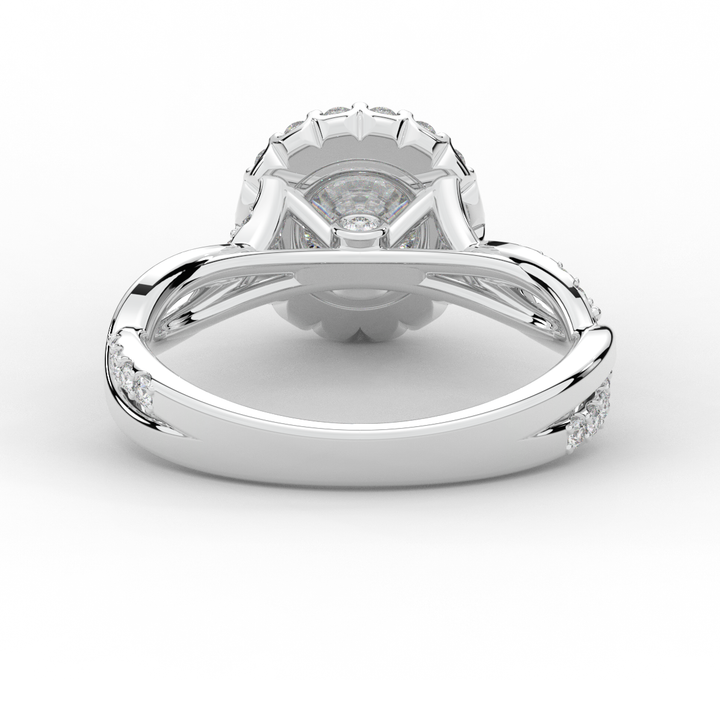 1.35CT.TW ROUND LAB DIAMOND HALO TWIST BAND ENGAGEMENT RING