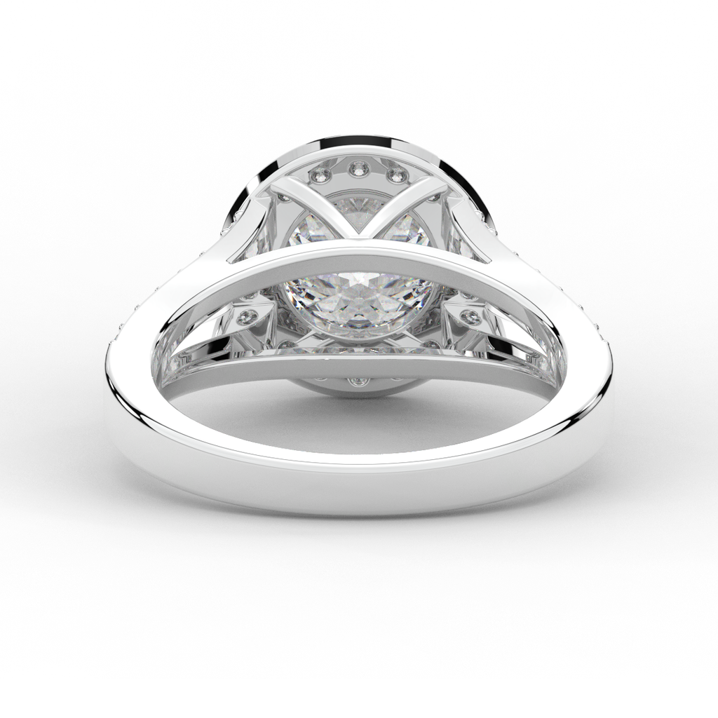 2.50CT.TW ROUND LAB DIAMOND SPLIT SHANK HALO ENGAGEMENT RING - Nazarelle