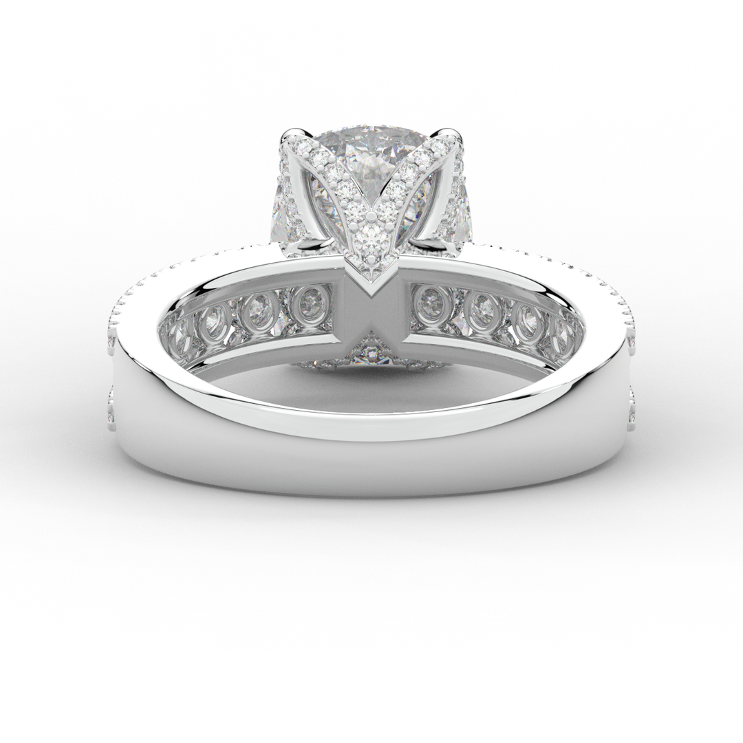 3.95CT.TW CUSHION LAB DIAMOND SOLITAIRE ENGAGEMENT RING