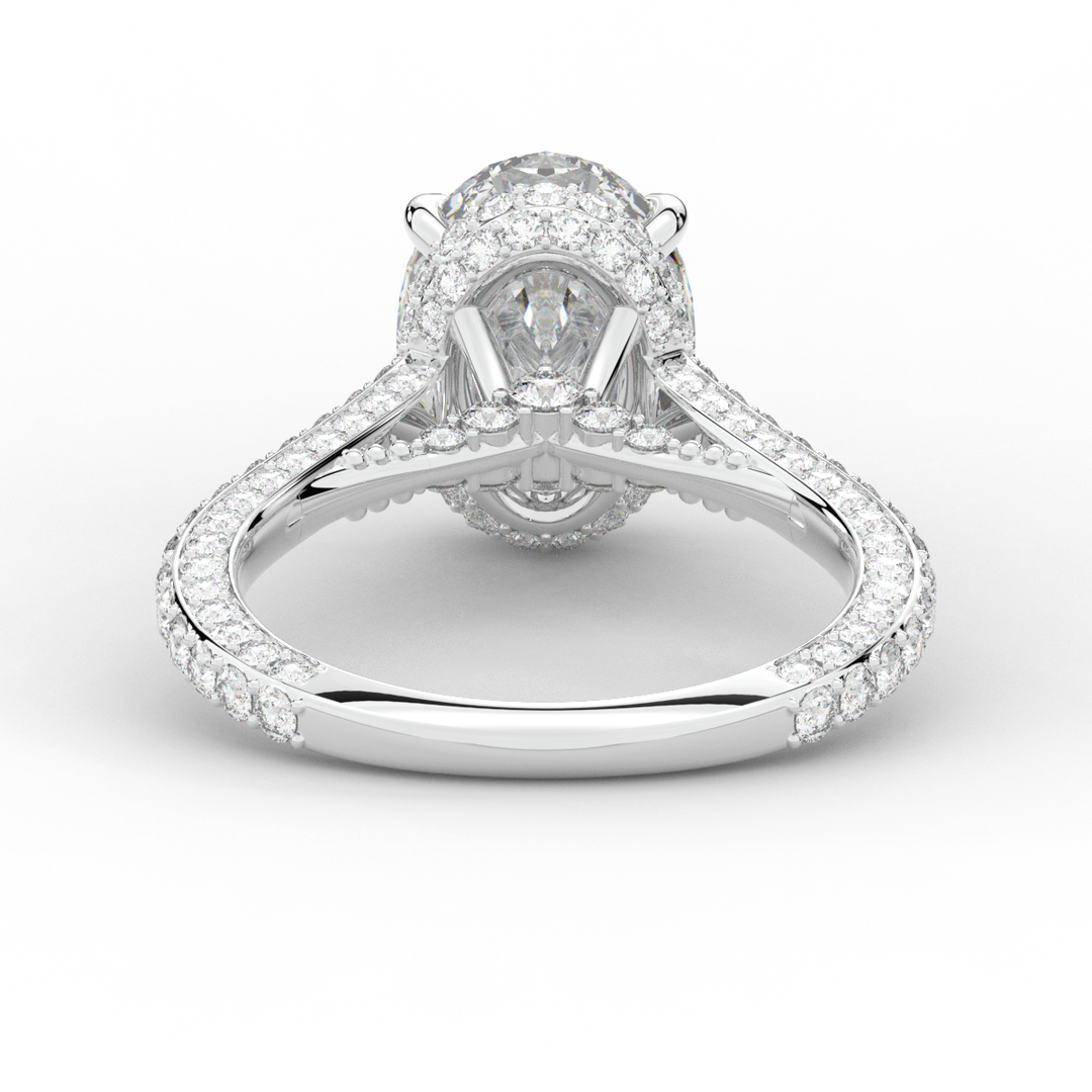 4.00CT.TW OVAL LAB DIAMOND UNDERHALO SOLITAIRE ENGAGEMENT RING