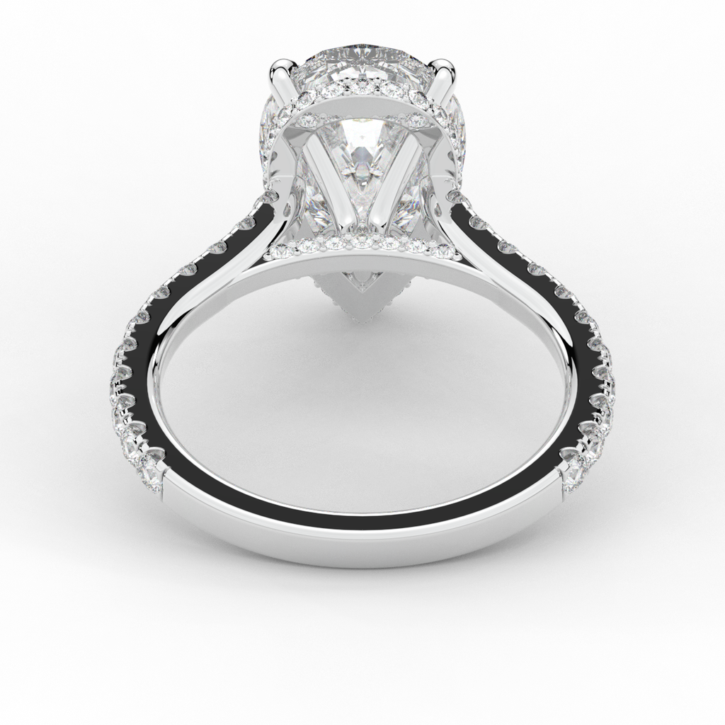 4.60CT.TW PEAR LAB DIAMOND UNDERHALO SOLITAIRE ENGAGEMENT RING