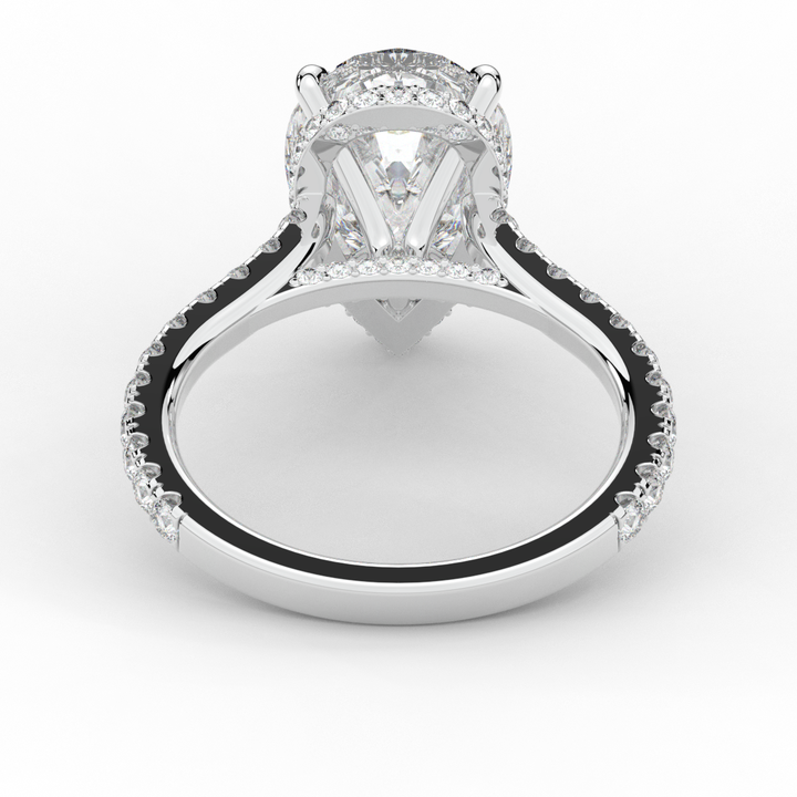 4.60CT.TW PEAR LAB DIAMOND UNDERHALO SOLITAIRE ENGAGEMENT RING