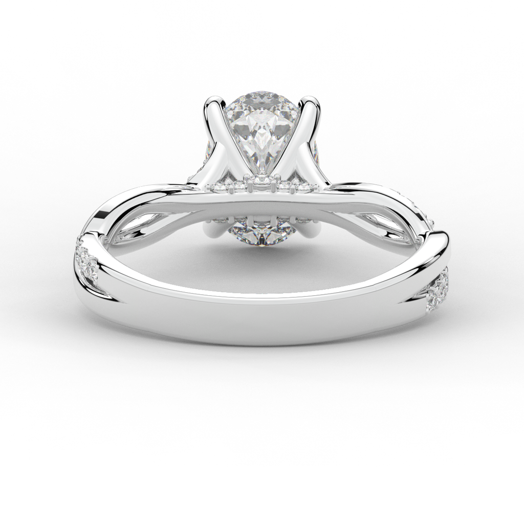 1.70CT.TW OVAL LAB DIAMOND TWIST BAND ENGAGEMENT RING