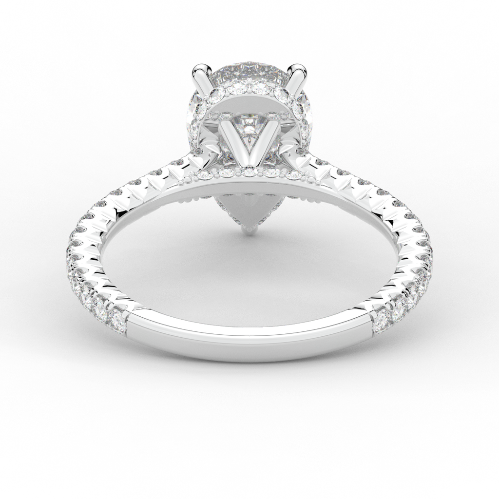 2.50CT.TW PEAR LAB DIAMOND UNDERHALO SOLITAIRE ENGAGEMENT RING