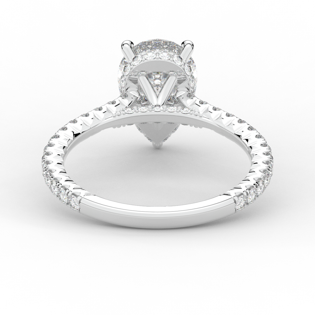 2.50CT.TW PEAR LAB DIAMOND UNDERHALO SOLITAIRE ENGAGEMENT RING