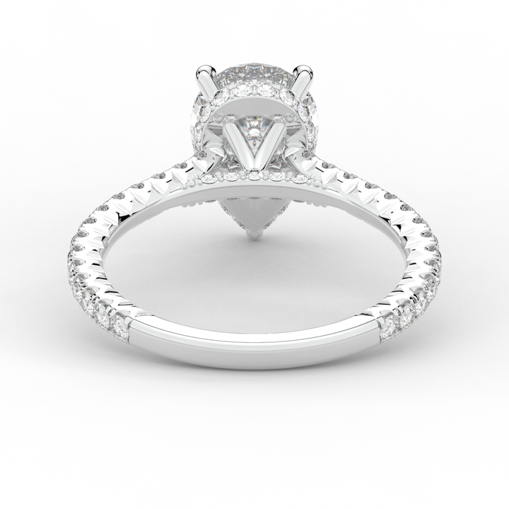 2.50CT.TW PEAR LAB DIAMOND UNDERHALO SOLITAIRE ENGAGEMENT RING