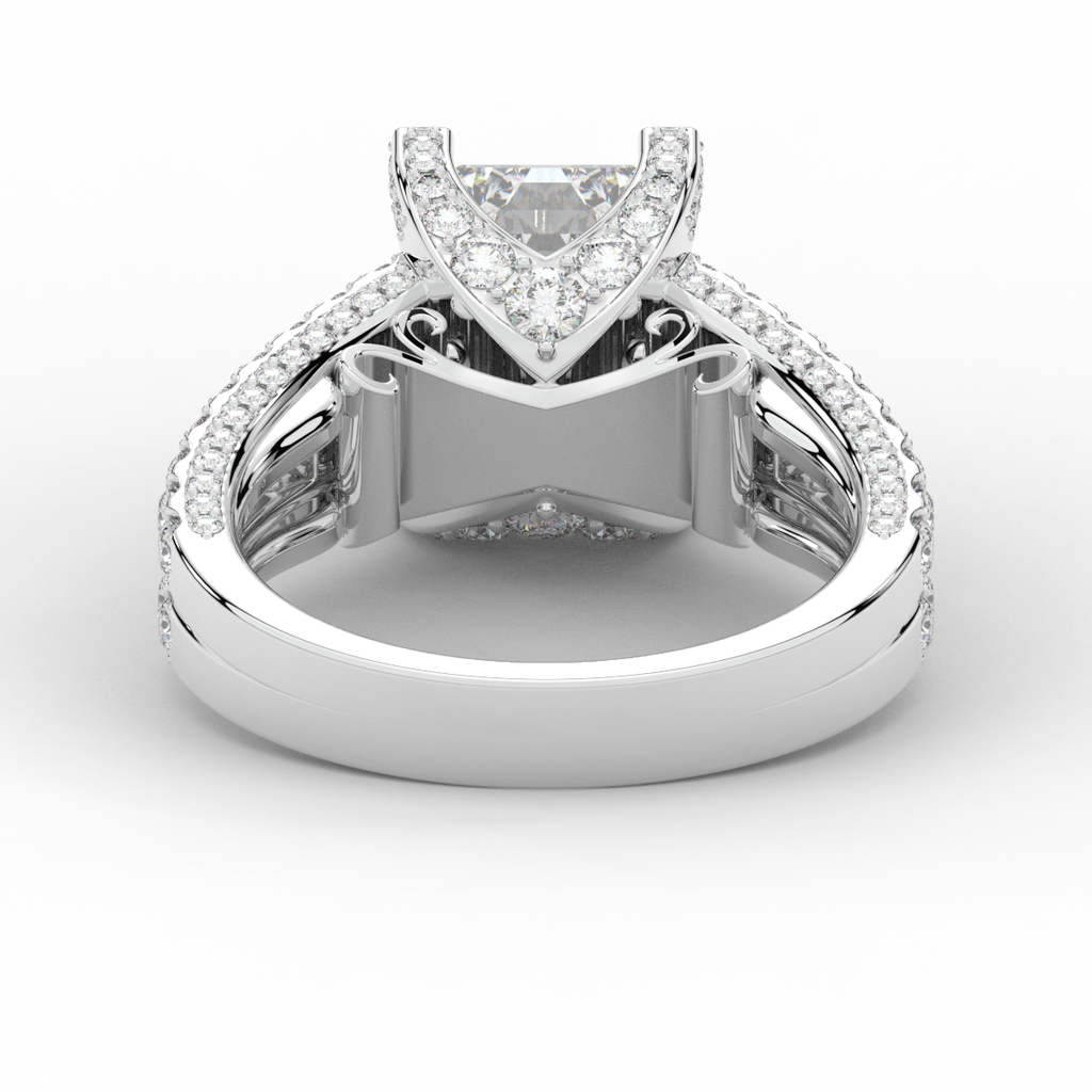 4.60CT.TW EMERALD CUT LAB DIAMOND SPLIT SHANK ENGAGEMENT RING