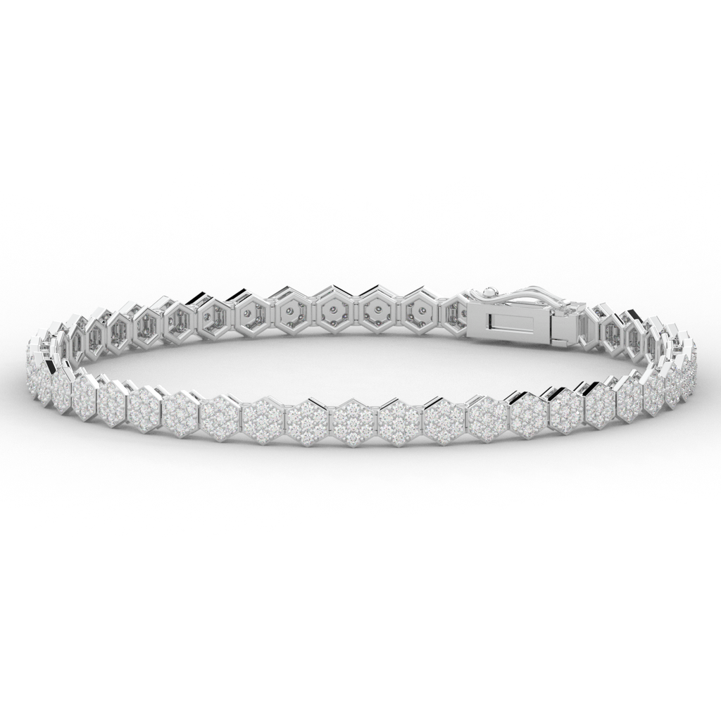 2.50CT.TW ROUND LAB DIAMOND CLUSTER TENNIS BRACELET - Nazarelle