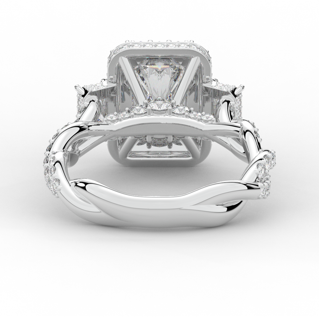 4.70CT.TW RADIANT LAB DIAMOND 3 STONE ENGAGEMENT RING