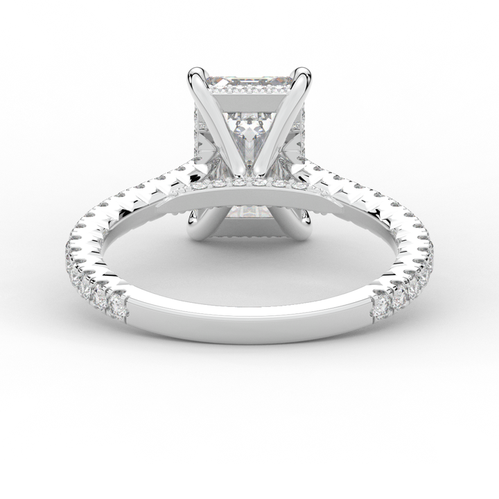 3.50CT.TW EMERALD CUT LAB DIAMOND UNDERHALO SOLITAIRE ENGAGEMENT RING