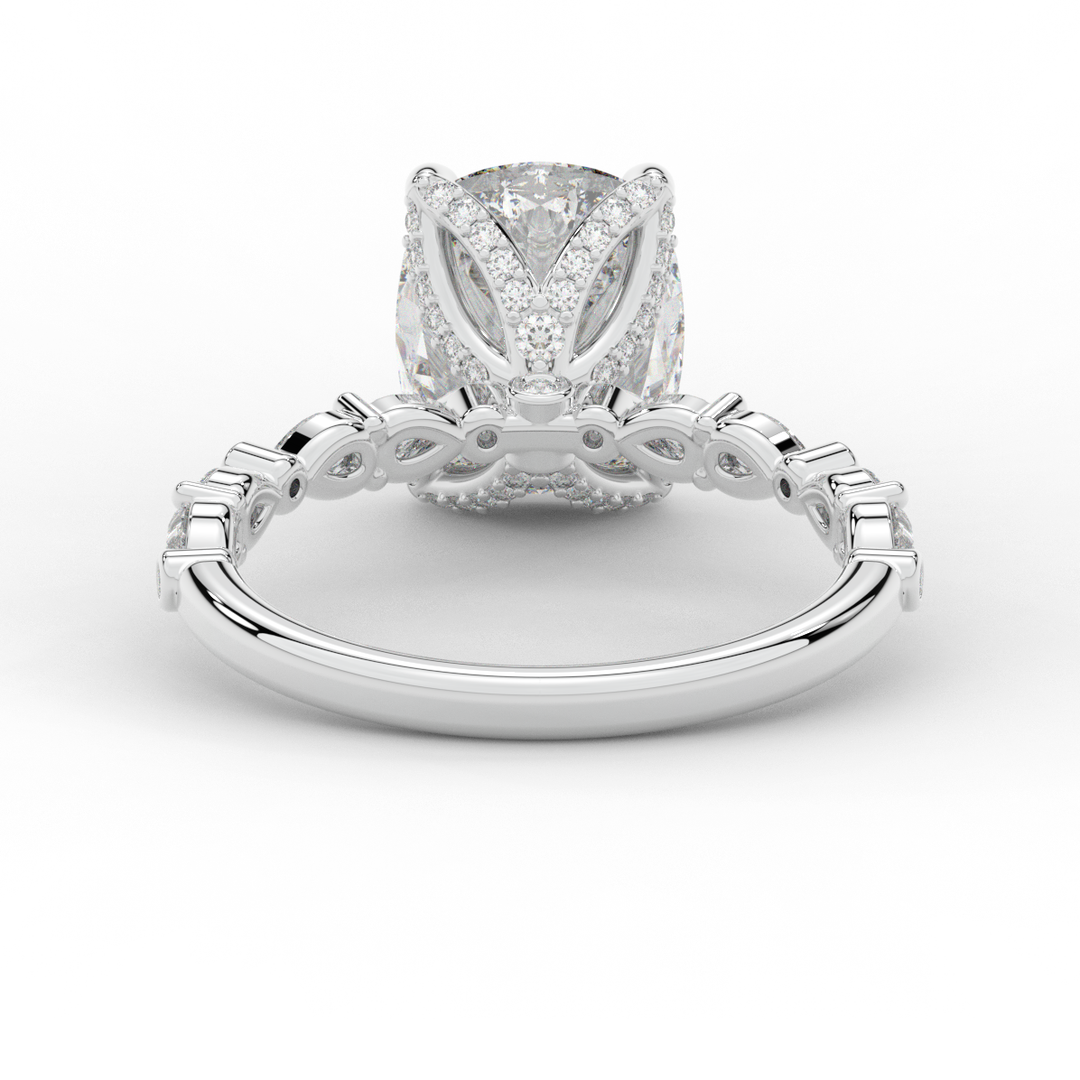 3.60CT.TW CUSHION LAB DIAMOND SOLITAIRE ENGAGEMENT RING