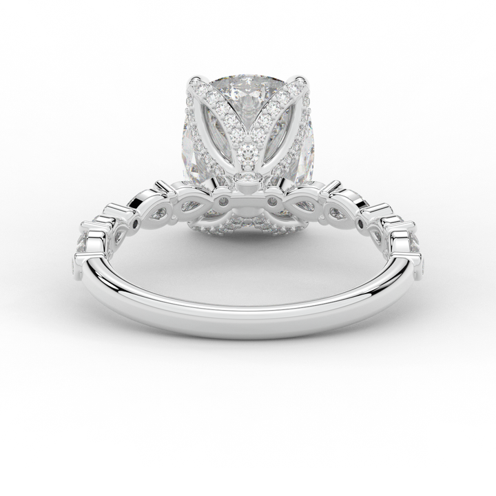 3.60CT.TW CUSHION LAB DIAMOND SOLITAIRE ENGAGEMENT RING