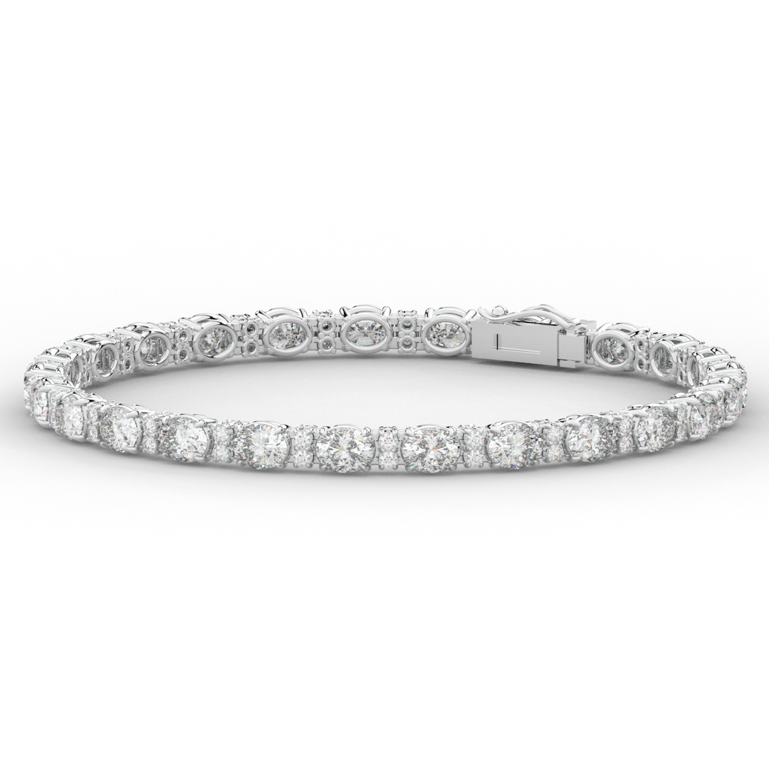 9.25CT.TW OVAL AND ROUND LAB DIAMOND TENNIS BRACELET - Nazarelle