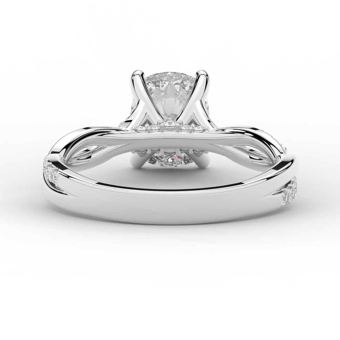 1.70CT.TW CUSHION LAB DIAMOND TWIST BAND ENGAGEMENT RING