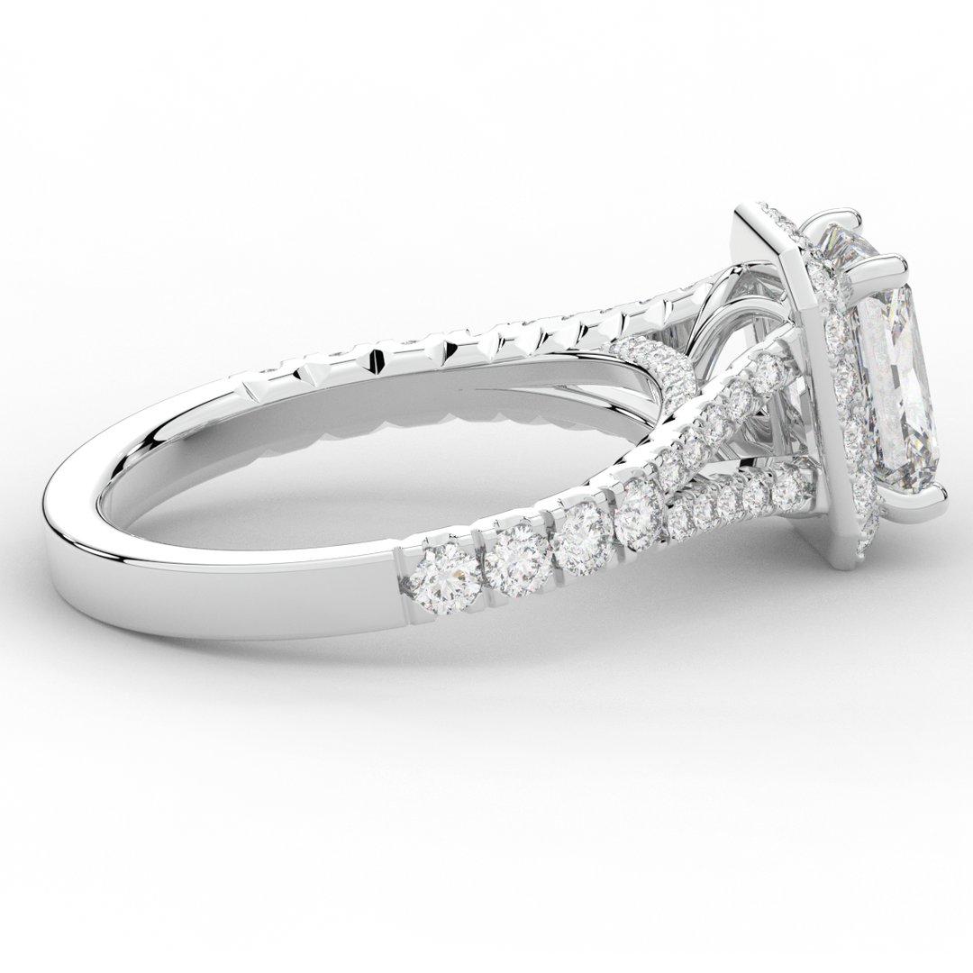 2.60CT.TW RADIANT LAB DIAMOND SPLIT SHANK HALO ENGAGEMENT RING