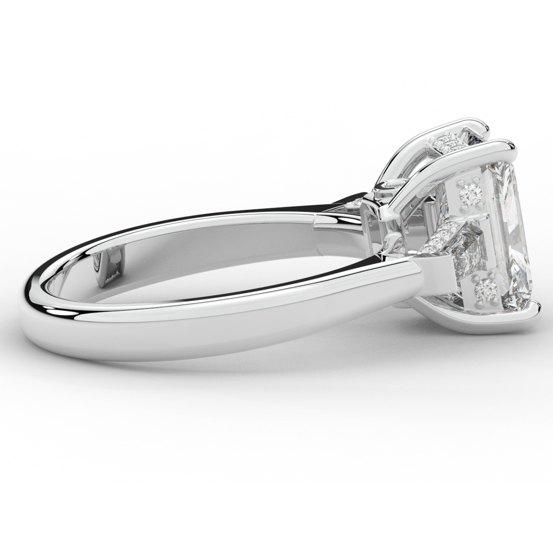 3.45CT.TW RADIANT LAB DIAMOND 3 STONE ENGAGEMENT RING