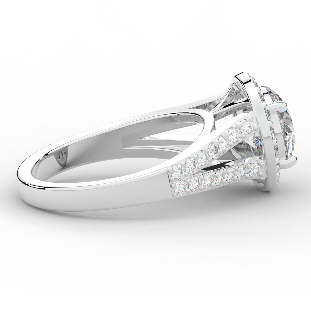 2.50CT.TW ROUND LAB DIAMOND SPLIT SHANK HALO ENGAGEMENT RING - Nazarelle