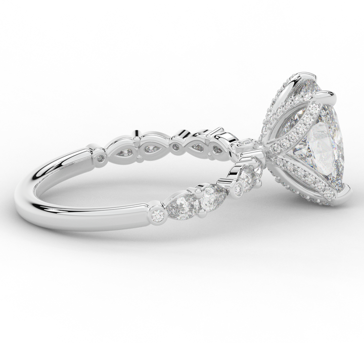 3.60CT.TW CUSHION LAB DIAMOND SOLITAIRE ENGAGEMENT RING