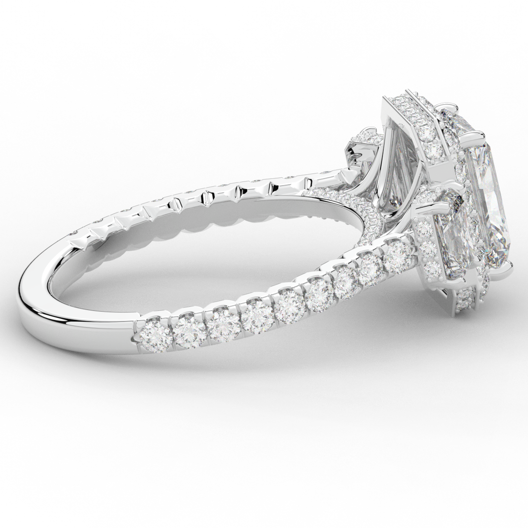 3.20CT.TW RADIANT LAB DIAMOND 3 STONE ENGAGEMENT RING