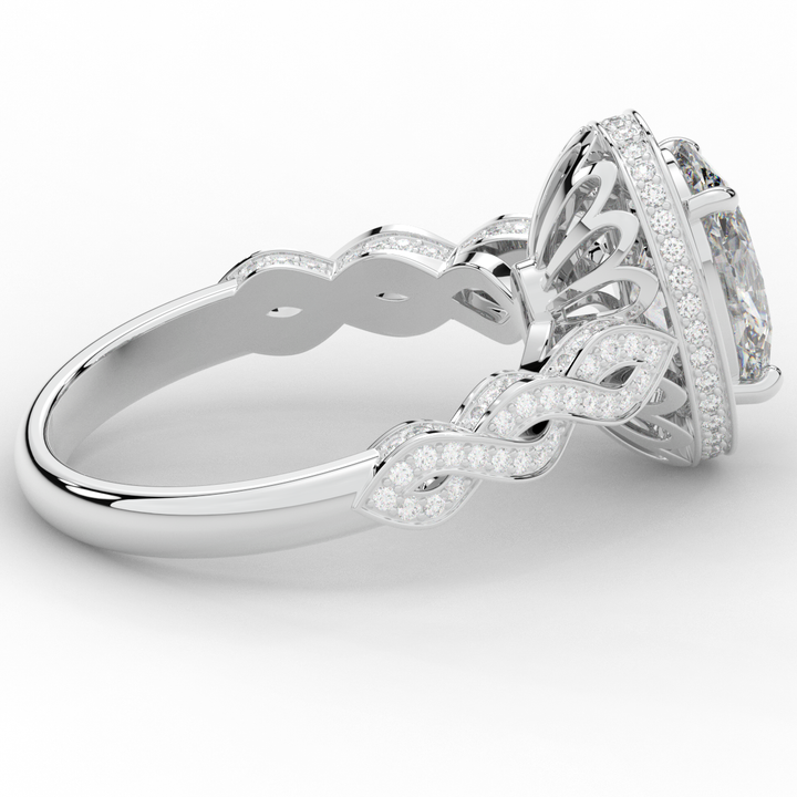 3.10CT.TW OVAL LAB DIAMOND HALO ENGAGEMENT RING