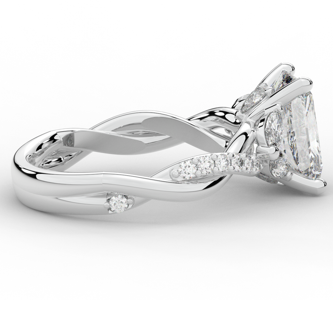 2.40CT.TW RADIANT LAB DIAMOND TWIST BAND ENGAGEMENT RING