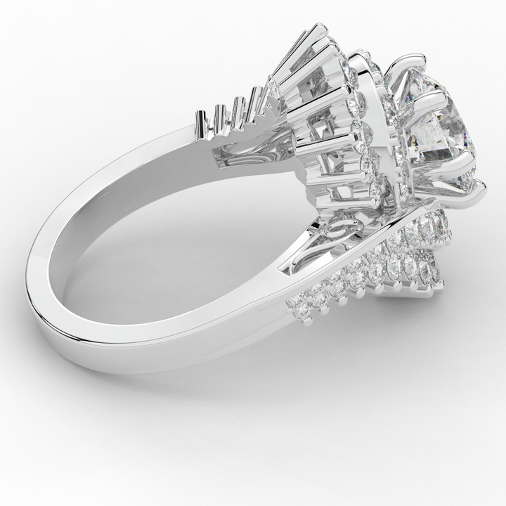 3.35CT.TW ROUND LAB DIAMOND BYPASS HALO ENGAGEMENT RING