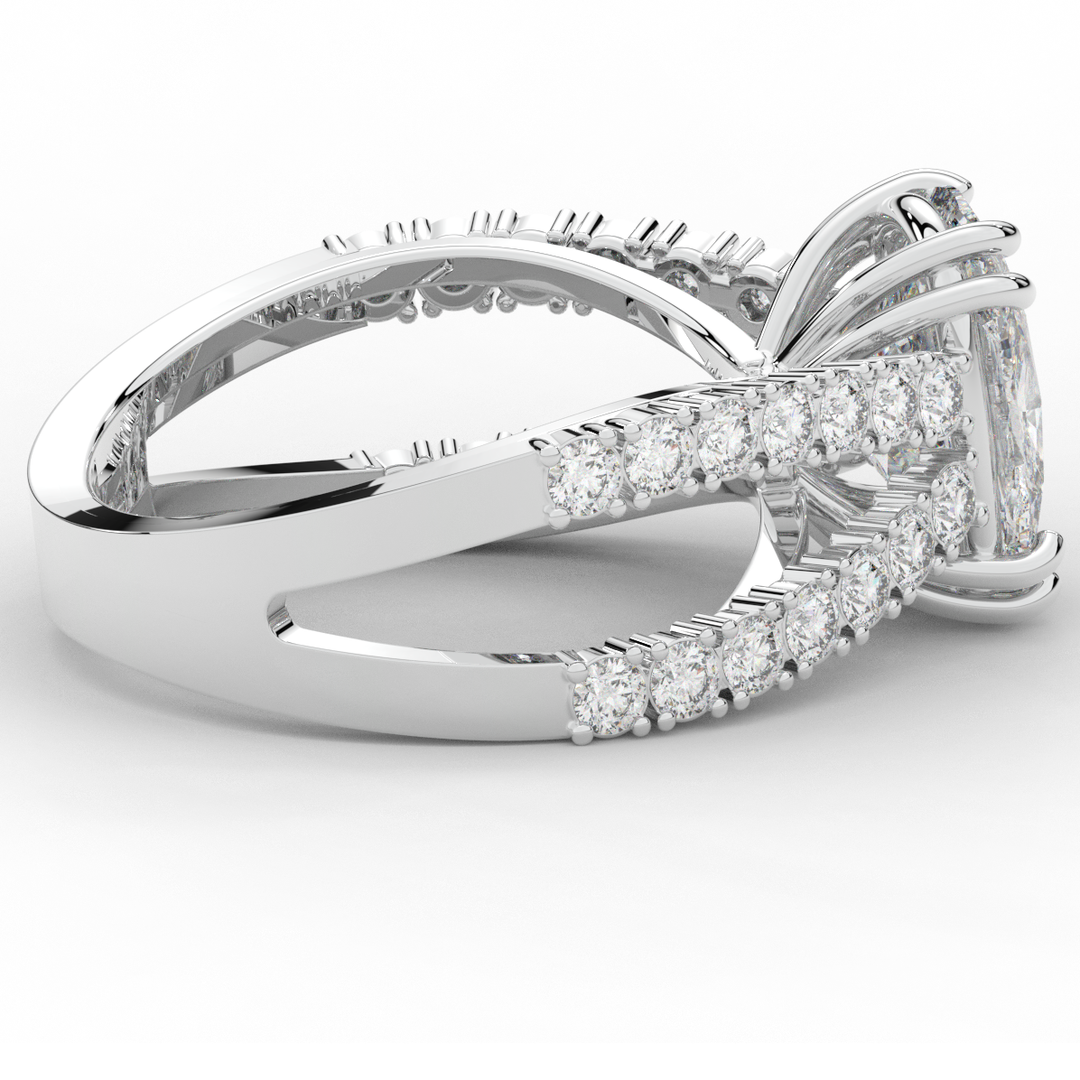 3.75CT.TW CUSHION LAB DIAMOND SPLIT BAND ENGAGEMENT RING