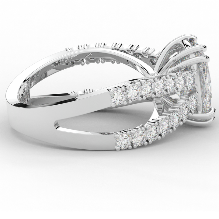 3.75CT.TW CUSHION LAB DIAMOND SPLIT BAND ENGAGEMENT RING