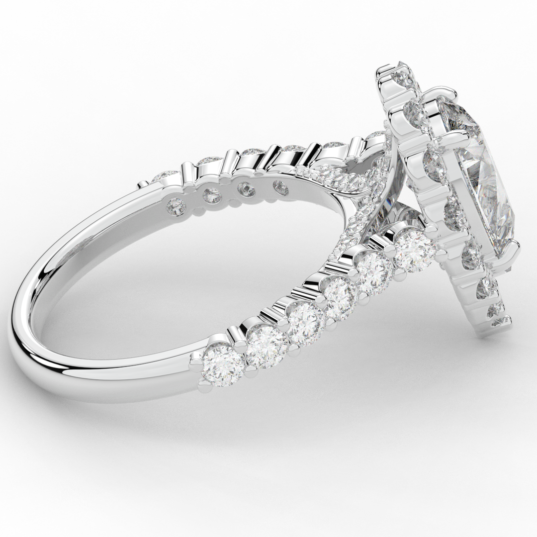 3.10CT.TW PEAR LAB DIAMOND HALO ENGAGEMENT RING