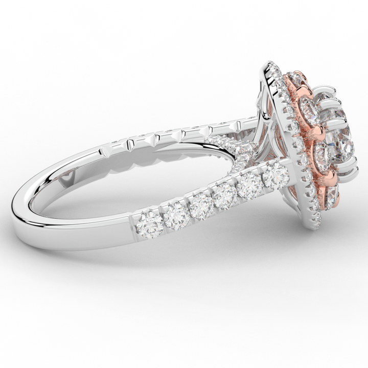 2.70CT.TW ROUND LAB DIAMOND DOUBLE HALO TWO TONE ENGAGEMENT RING