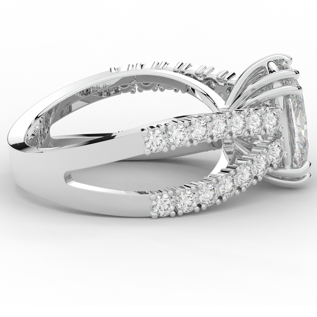 3.75CT.TW CUSHION LAB DIAMOND SPLIT BAND ENGAGEMENT RING