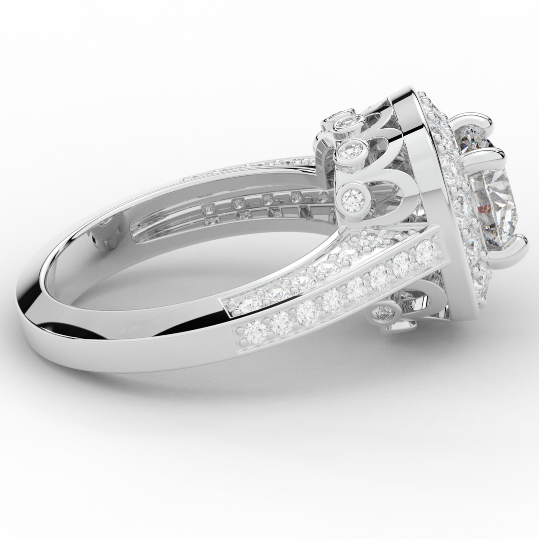 1.50CT.TW ROUND LAB DIAMOND HALO ENGAGEMENT RING