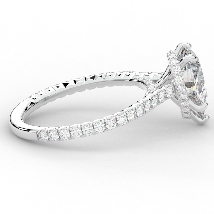 2.50CT.TW PEAR LAB DIAMOND UNDERHALO SOLITAIRE ENGAGEMENT RING