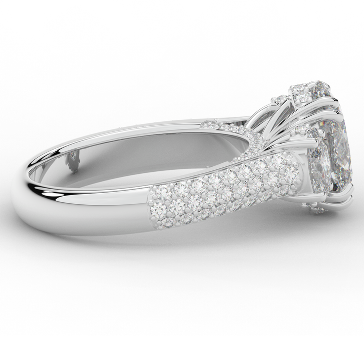 3.70CT.TW OVAL LAB DIAMOND 3 STONE ENGAGEMENT RING