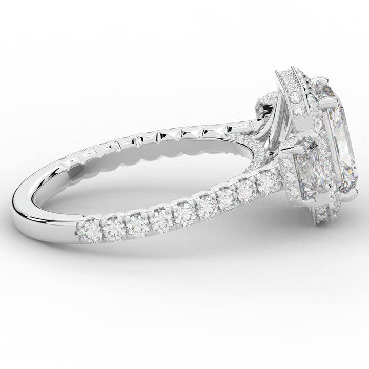 3.20CT.TW RADIANT LAB DIAMOND 3 STONE ENGAGEMENT RING