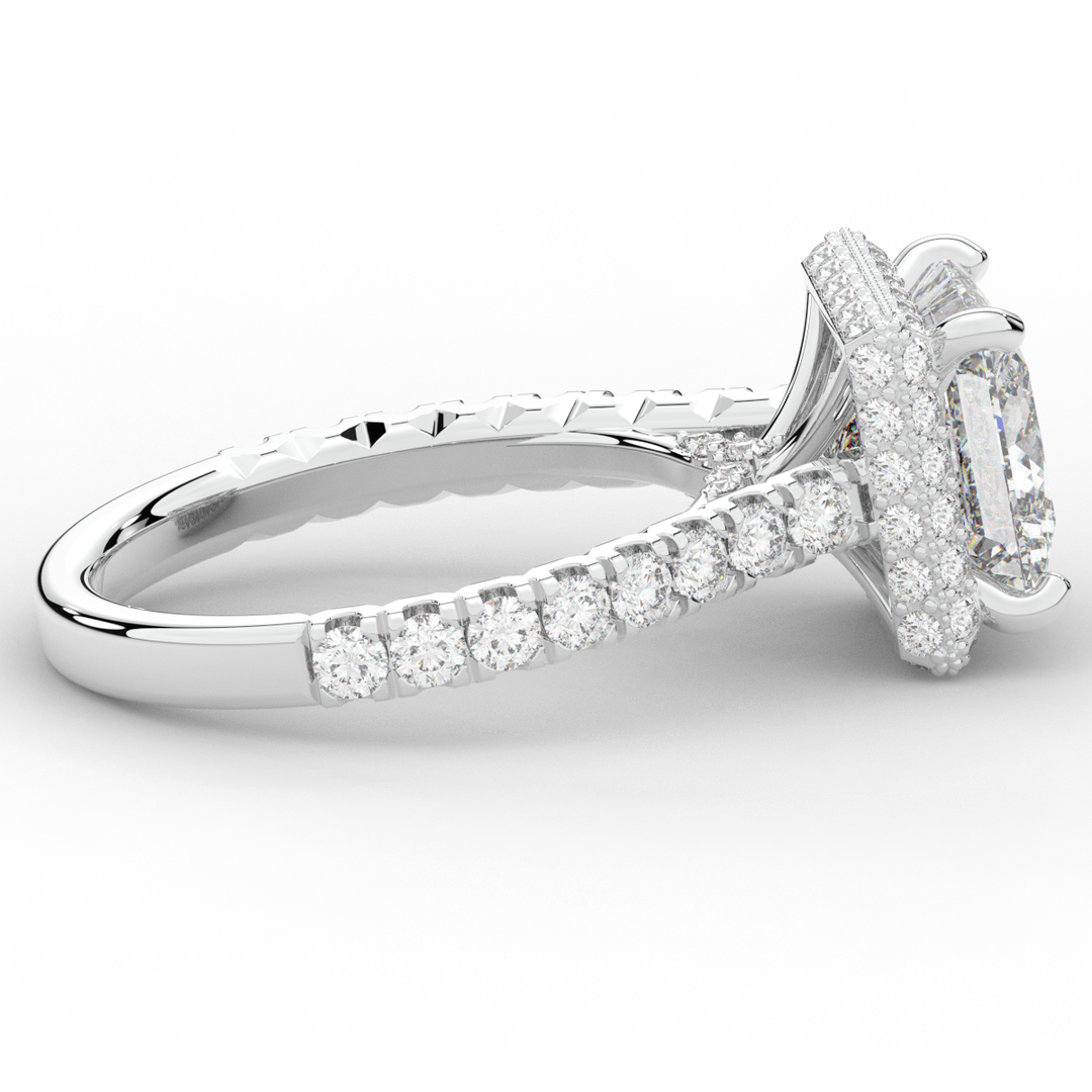 3.90CT.TW PRINCESS LAB DIAMOND HALO ENGAGEMENT RING