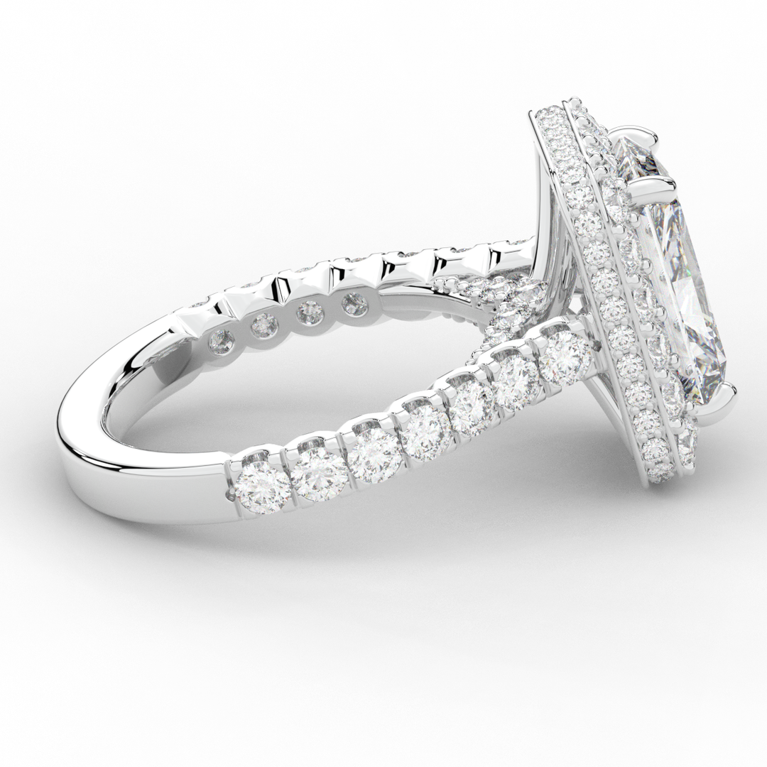 4.50CT.TW RADIANT LAB DIAMOND HALO ENGAGEMENT RING