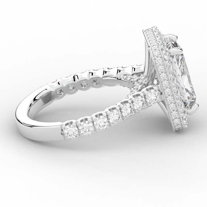 4.50CT.TW RADIANT LAB DIAMOND HALO ENGAGEMENT RING