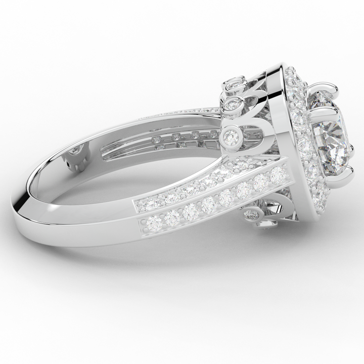 1.50CT.TW ROUND LAB DIAMOND HALO ENGAGEMENT RING