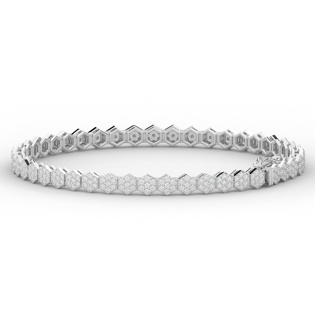 2.50CT.TW ROUND LAB DIAMOND CLUSTER TENNIS BRACELET - Nazarelle