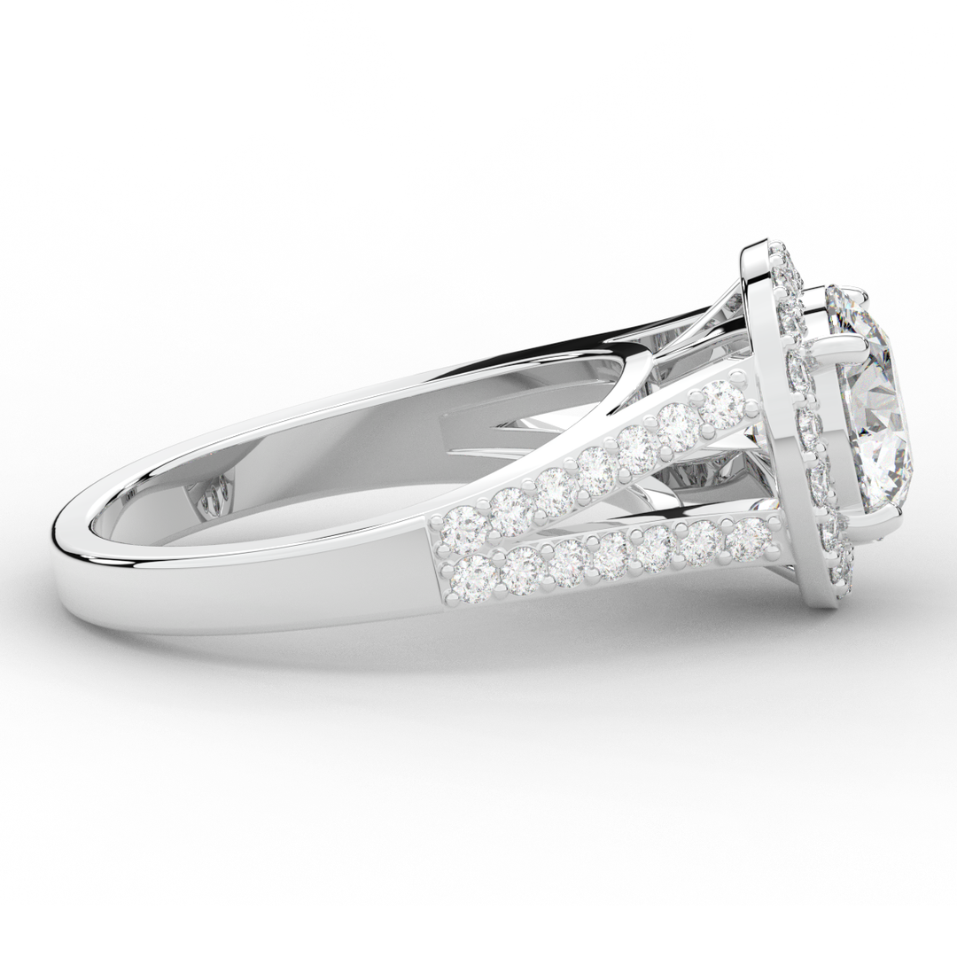 2.50CT.TW ROUND LAB DIAMOND SPLIT SHANK HALO ENGAGEMENT RING - Nazarelle