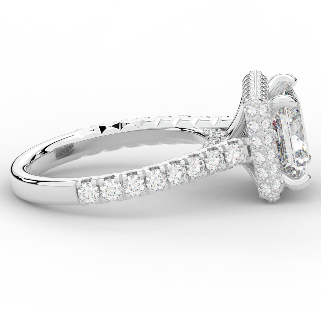 3.90CT.TW PRINCESS LAB DIAMOND HALO ENGAGEMENT RING